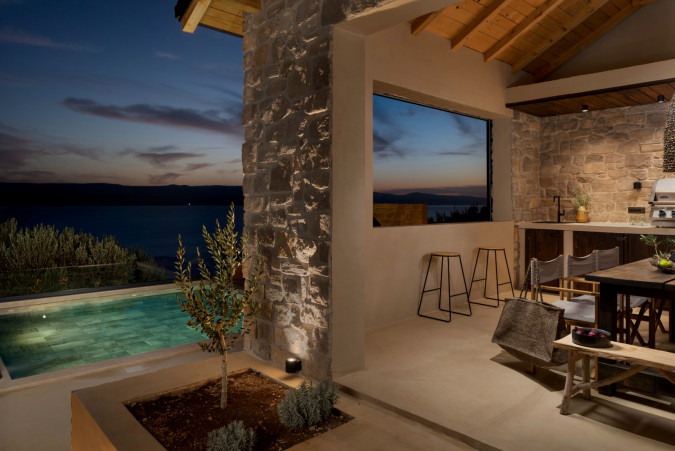 POOL AREA & OUTDOOR KITCHEN, Luxauthentic villa SALT/STONE with pool in Dalmatia - Croatia Mimice