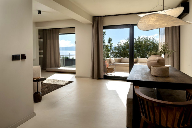 LIVING AREA & KITCHEN, Luxauthentic villa SALT/STONE with pool in Dalmatia - Croatia Mimice
