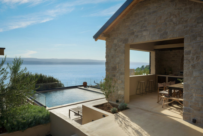 POOL AREA & OUTDOOR KITCHEN, Luxauthentic villa SALT/STONE with pool in Dalmatia - Croatia Mimice